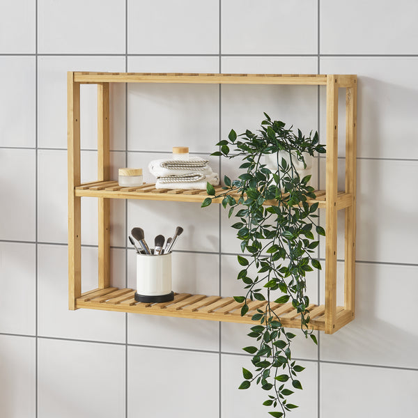 Raft bambus cu 3 polite Örnsköldsvik culoarea lemnului natur [en.casa]
