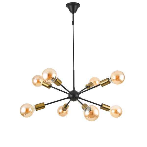 Lustra cu 8 brate Amiens 8 x E27 max. 60W metal 150 cm negru / galben aramiu [lux.pro]