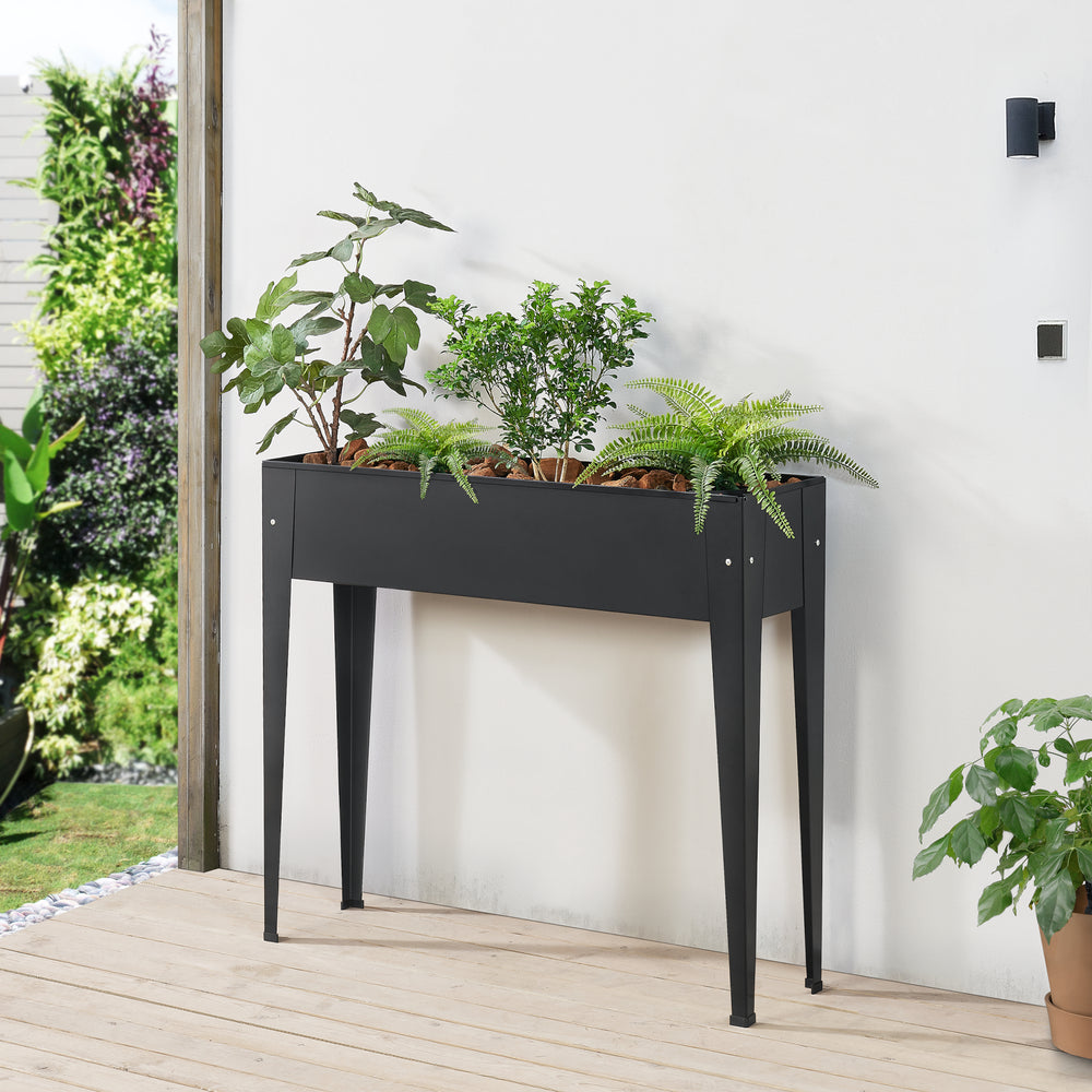 Hochbeet Lelystad 98x25x82cm Stahl Anthrazit [en.casa] - premiumXL