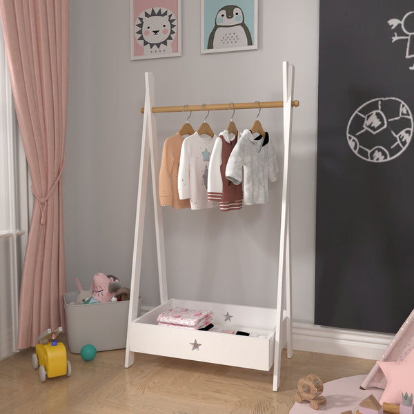 Cuier haine copii Laxe 126 x 73 x 43 cm alb [en.casa]