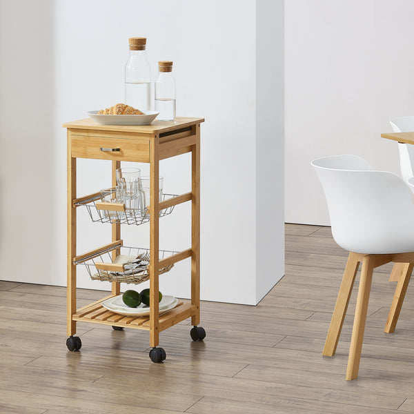 Carucior servire la masa Stenungsund 76 x 36 x 36 cm bambus [en.casa]