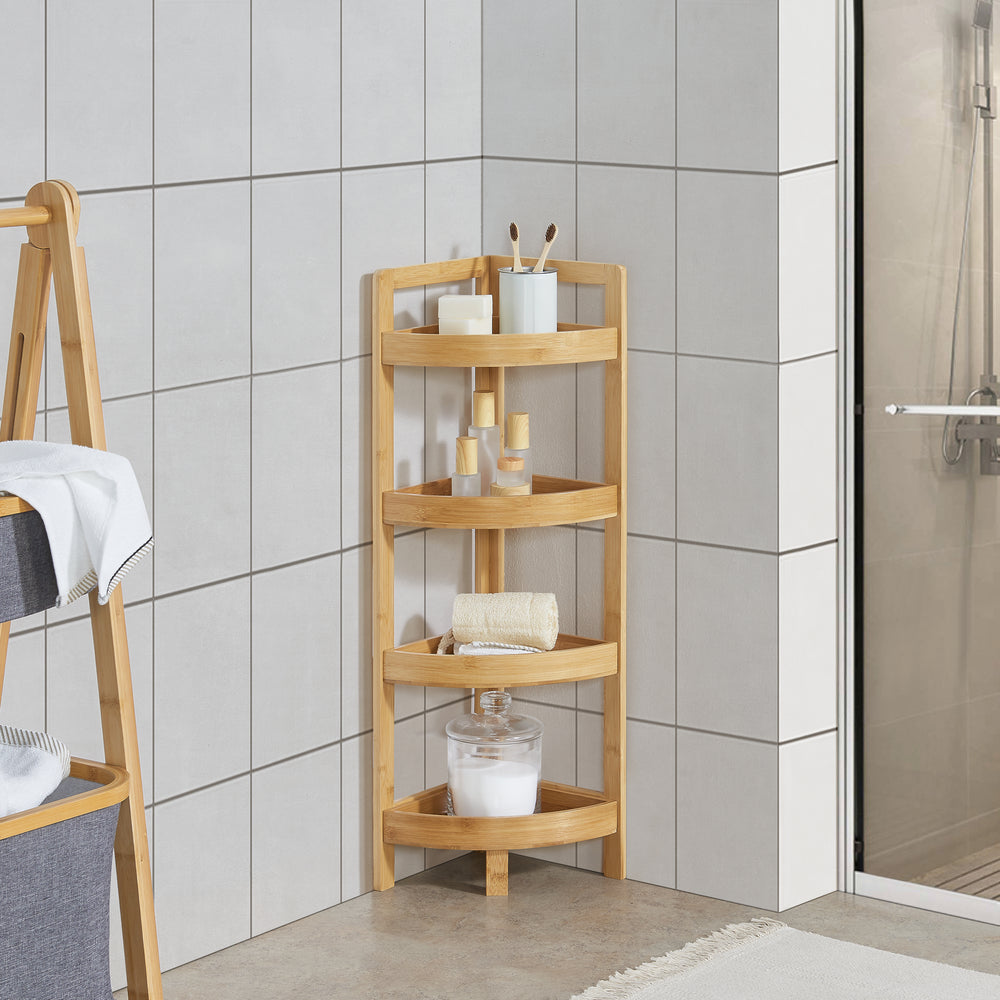 Bambus Badregal Lestijärvi Eckregal mit 4 Ablagen 80x23x23cm [en.casa] - premiumXL