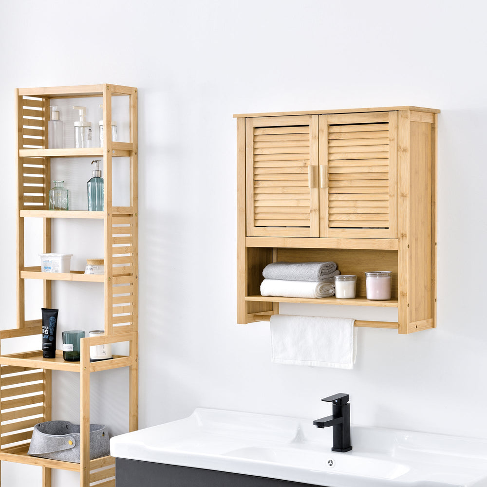 Badezimmerschrank Tyresö Hängeschrank Bambus 66 x 62 x 20 cm [en.casa] - premiumXL