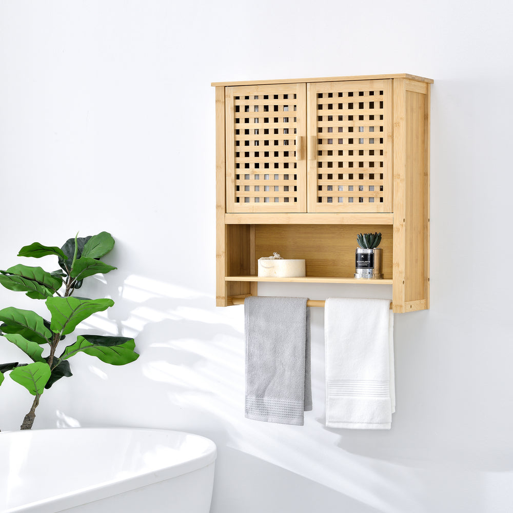 Badezimmerschrank Borlänge Hängeschrank Bambus 66 x 62 x 20 cm [en.casa] - premiumXL