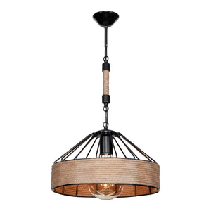 Lustră Bridgford E27 Metal Sfoară de iută Negru/culoarea iutei [lux.pro]
