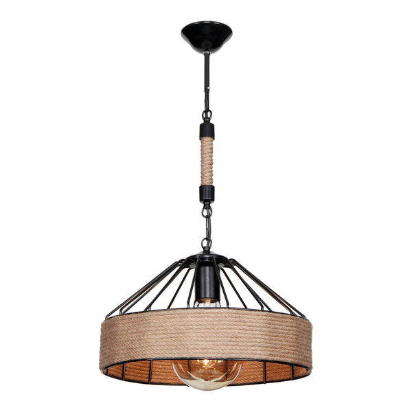 Lustră Bridgford E27 Metal Sfoară de iută Negru/culoarea iutei [lux.pro]