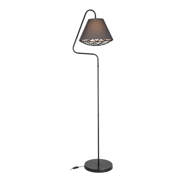 Lampă de podea Gateshead E27 metal textil negru / gri [lux.pro]