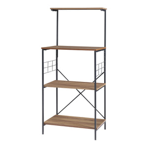 Raft bucatarie Billund 133x60x42cm metal pal negru/efect nuc [en.casa]