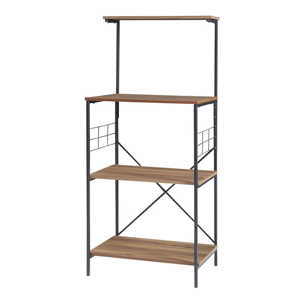 Raft bucatarie Billund 133x60x42cm metal pal negru/efect nuc [en.casa]