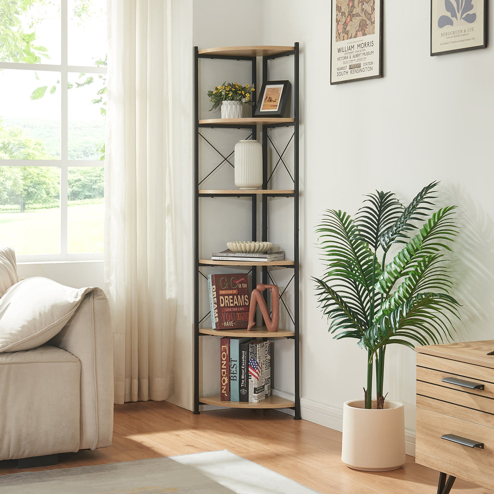 Pflanzregal Ulfborg 6 Ablagen 160x30x30 cm Schwarz/Eicheoptik [en.casa] - premiumXL