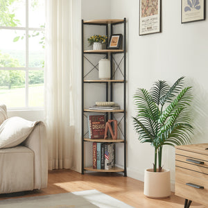 Raft de colt Ulfborg 160x30x30 cm negru/efect stejar [en.casa] 