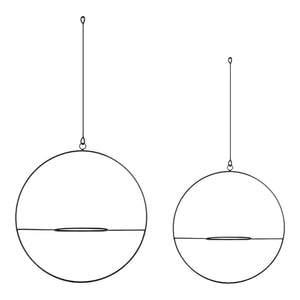 Set 2 buc suport plante Opsterland metal negru masuri diferite montabil pe tavan [en.casa]