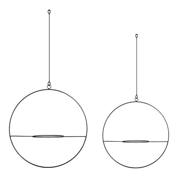 Set 2 buc suport plante Opsterland metal negru masuri diferite montabil pe tavan [en.casa]
