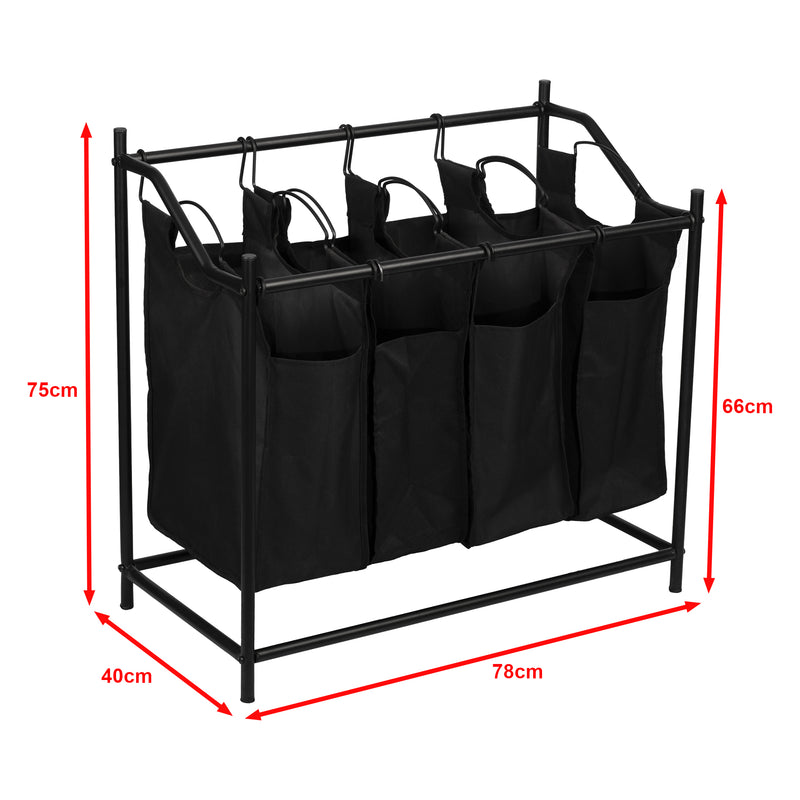 Schiță cotată Cos pentru rufe Vamdrup 75 x 78 x 40 cm cu 4 saci colectori [en.casa]