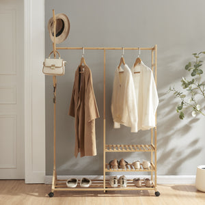 Suport haine Ikaalinen 176x100x38cm mobil pe 5 roti [en.casa]