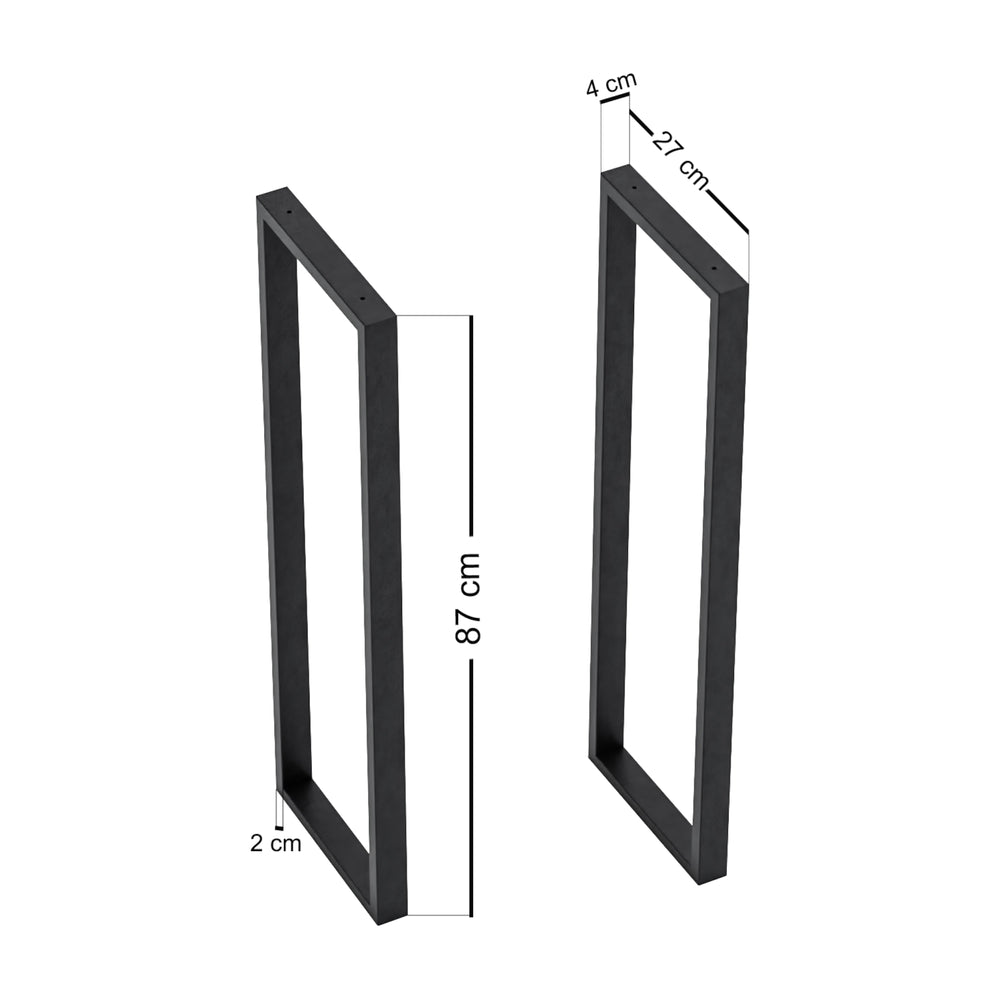 Set 2 buc picioare masa Kauniainen 87x27x4cm otel negru [en.casa]