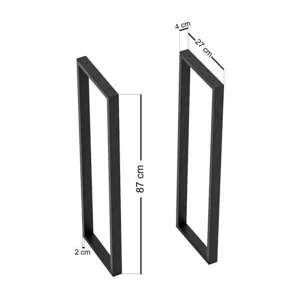 Set 2 buc picioare masa Kauniainen 87x27x4cm otel negru [en.casa]
