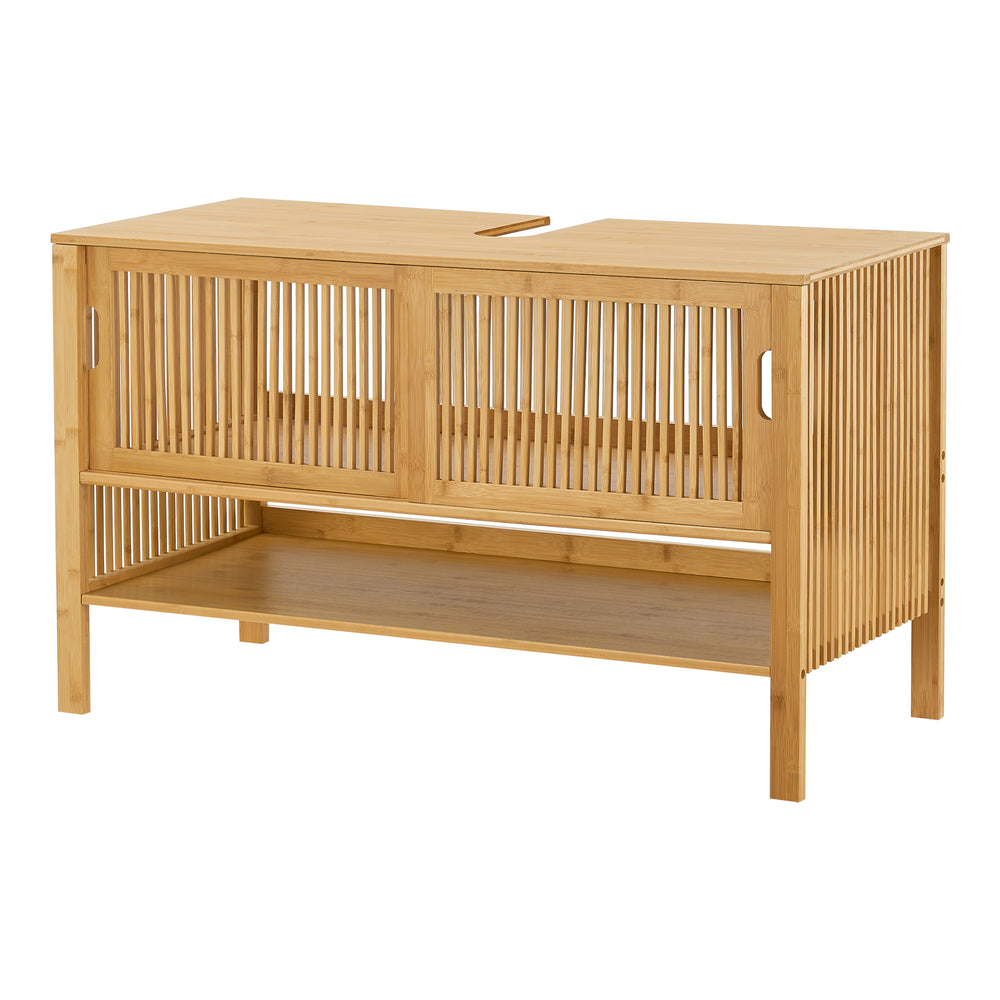 Waschbeckenunterschrank Hvaler 60x100x45cm Bambus [en.casa] - premiumXL