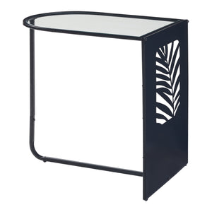 Masuta Ulvik 50x50x35cm metal sticla negru [en.casa]