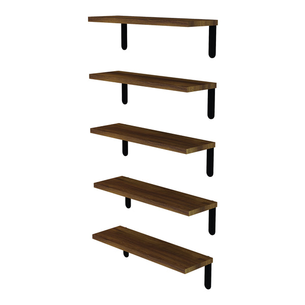 Set 5 buc raft Frogn 50x15x15cm negru/efect lemn [en.casa]