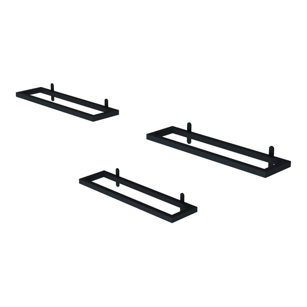Set 3 buc suport de perete sticle vin Flesberg 27x9cm negru [en.casa]