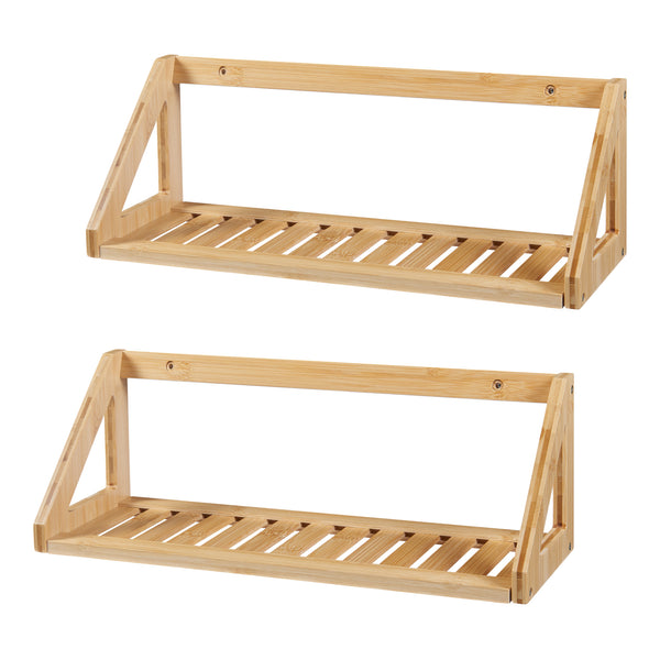 Set 2 rafturi perete Gjerdrum 43x15x15cm bambus [en.casa]