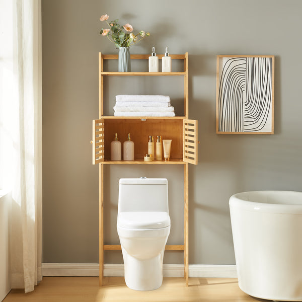 Raft baie de sine statator deasupra WC Haugesund 157.5x60x25.5cm bambus [en.casa]