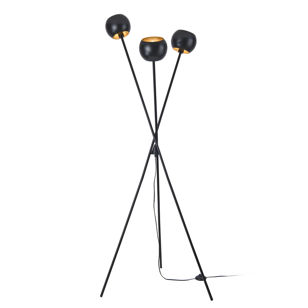 Stehlampe Nykvarn 3 - flammig Schwarz / Goldfarben [lux.pro] - premiumXL