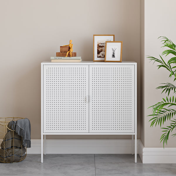 Comoda Castelli  82,5 x80x40cm otel alb [en.casa]