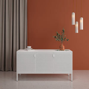 Dulap TV Castelli  114x40x60cm otel alb [en.casa]