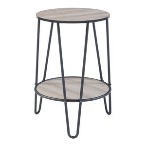 Masuta Ylöjärvi 61x44x44cm cu raft negru/efect lemn stejar [en.casa]