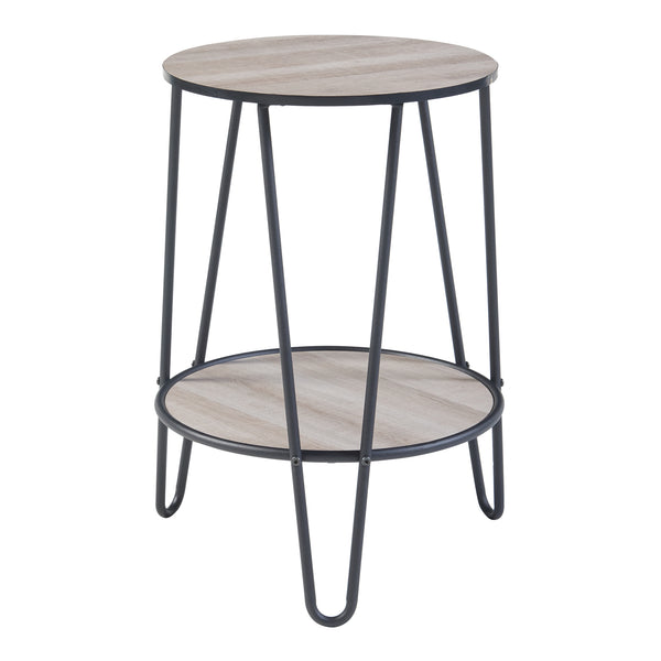 Masuta Ylöjärvi 61x44x44cm cu raft negru/efect lemn stejar [en.casa]