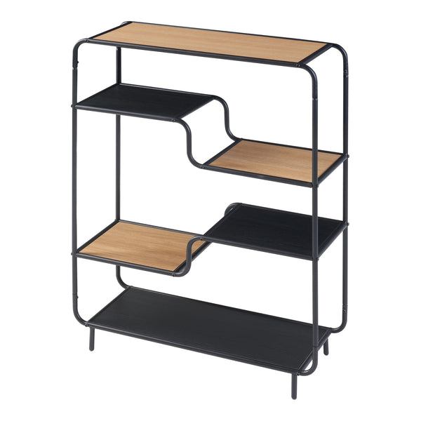 Raft de sine statator Kristiansand 101x80x30cm negru/efect lemn stejar [en.casa]