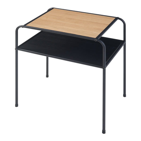 Masuta Krødsherad 55x51x36cm negru/efect lemn stejar [en.casa]