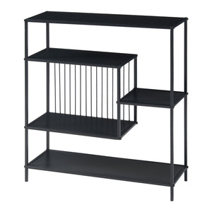 Consola hol Beesel 65,5x60x20cm otel negru cu rafturi [en.casa]