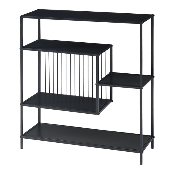 Consola hol Beesel 65,5x60x20cm otel negru cu rafturi [en.casa]