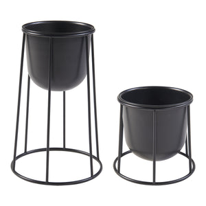 Set 2 buc suport plante marimi diferite Nesseby metal negru [en.casa]