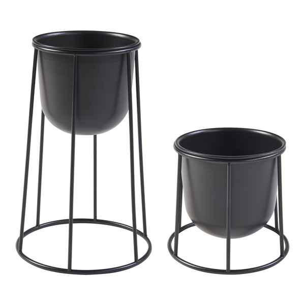 Set 2 buc suport plante marimi diferite Nesseby metal negru [en.casa]