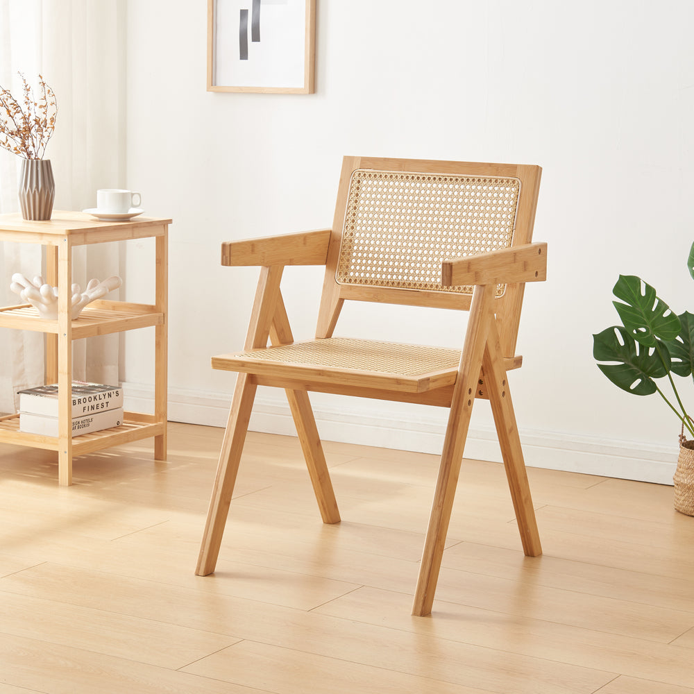 Esszimmerstuhl Asikkala 79x50x50cm Bambus/Rattanoptik [en.casa] - premiumXL