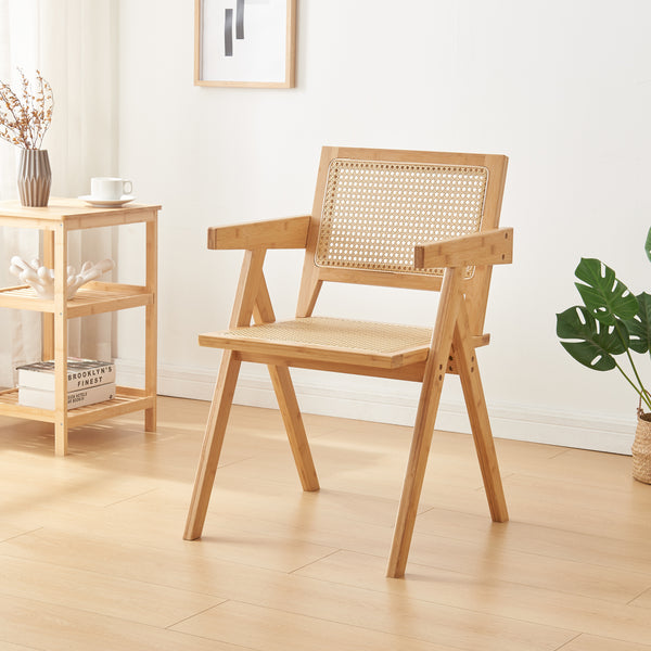 Scaun bucatarie Asikkala 79x50x50cm 120kg bambus plastic natur [en.casa]