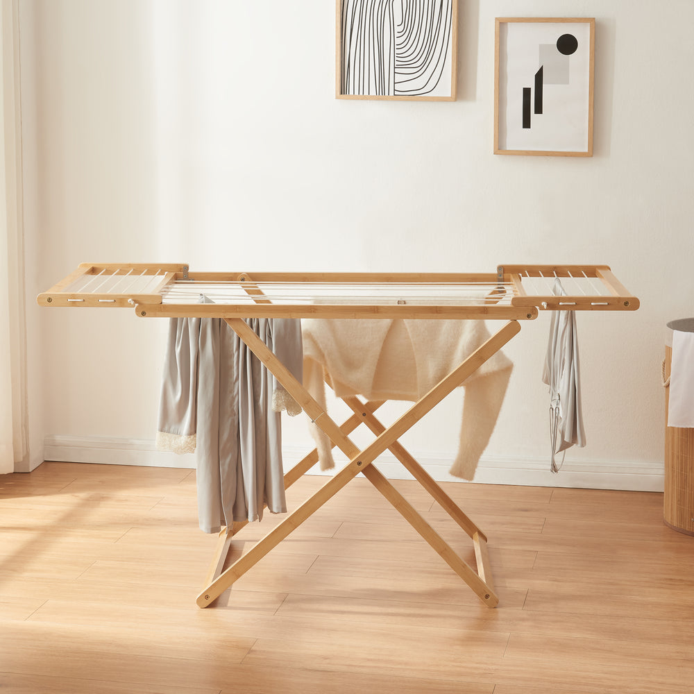 Klappbarer Wäscheständer Fakala 154x59x82 cm Bambus [en.casa] - premiumXL