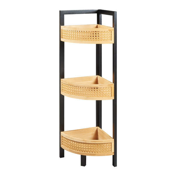 Raft Tervola 80x23x23cm mdf bambus negru/natur [en.casa]