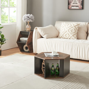 Set 2 masute cafea Molde 32x60x53cm negru/nuc [en.casa]