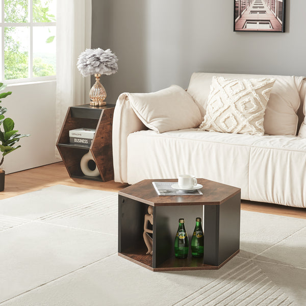 Set 2 masute cafea Molde 32x60x53cm negru/nuc [en.casa]