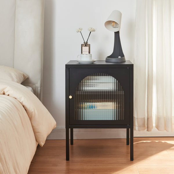 Noptiera Karlskrona 60x42,5x40cm negru mat [en.casa]