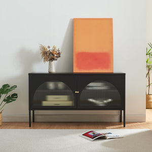 Comoda TV cu 2 usi Karlskrona 115x35x64 cm negru [en.casa]