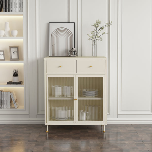 Comoda cu 2 usi Lindau 97x80x40 cm crem deschis [en.casa]