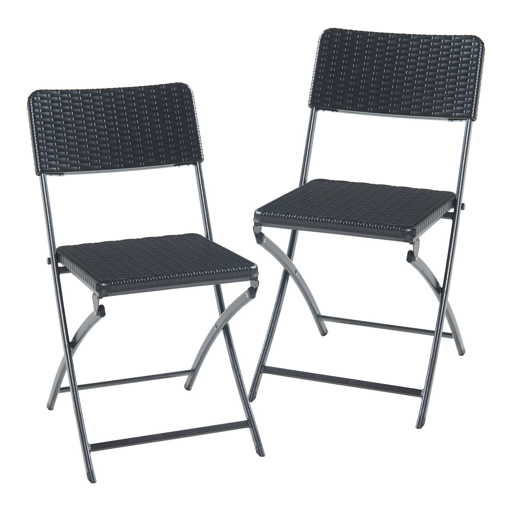Klappstuhlset Mark 2 - tlg. Rattanoptik, Schwarz [en.casa] - premiumXL