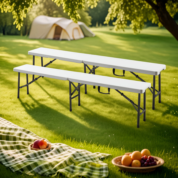Set 2 bucati banca pliabila alb [en.casa]