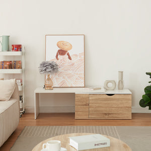 Masuta cu blat extensibil Österåker 100x47,5x40cm PAL efect lemn alb [en.casa]